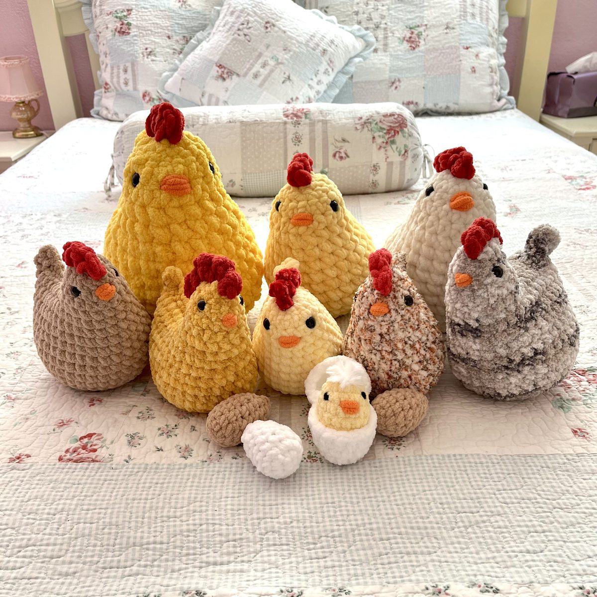 Crochet chicken flock